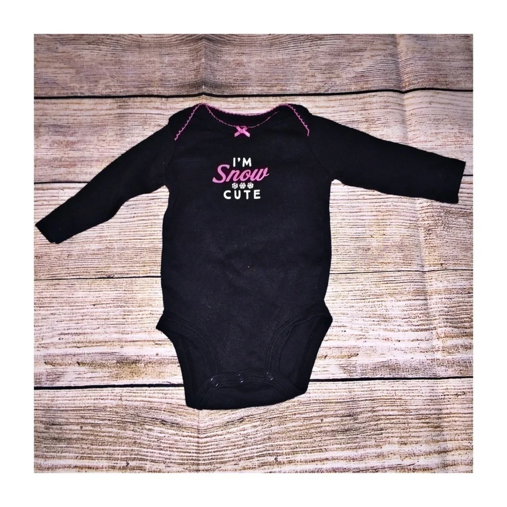 Carters I'm Snow Cute 3 Month Black and Pink Onesie